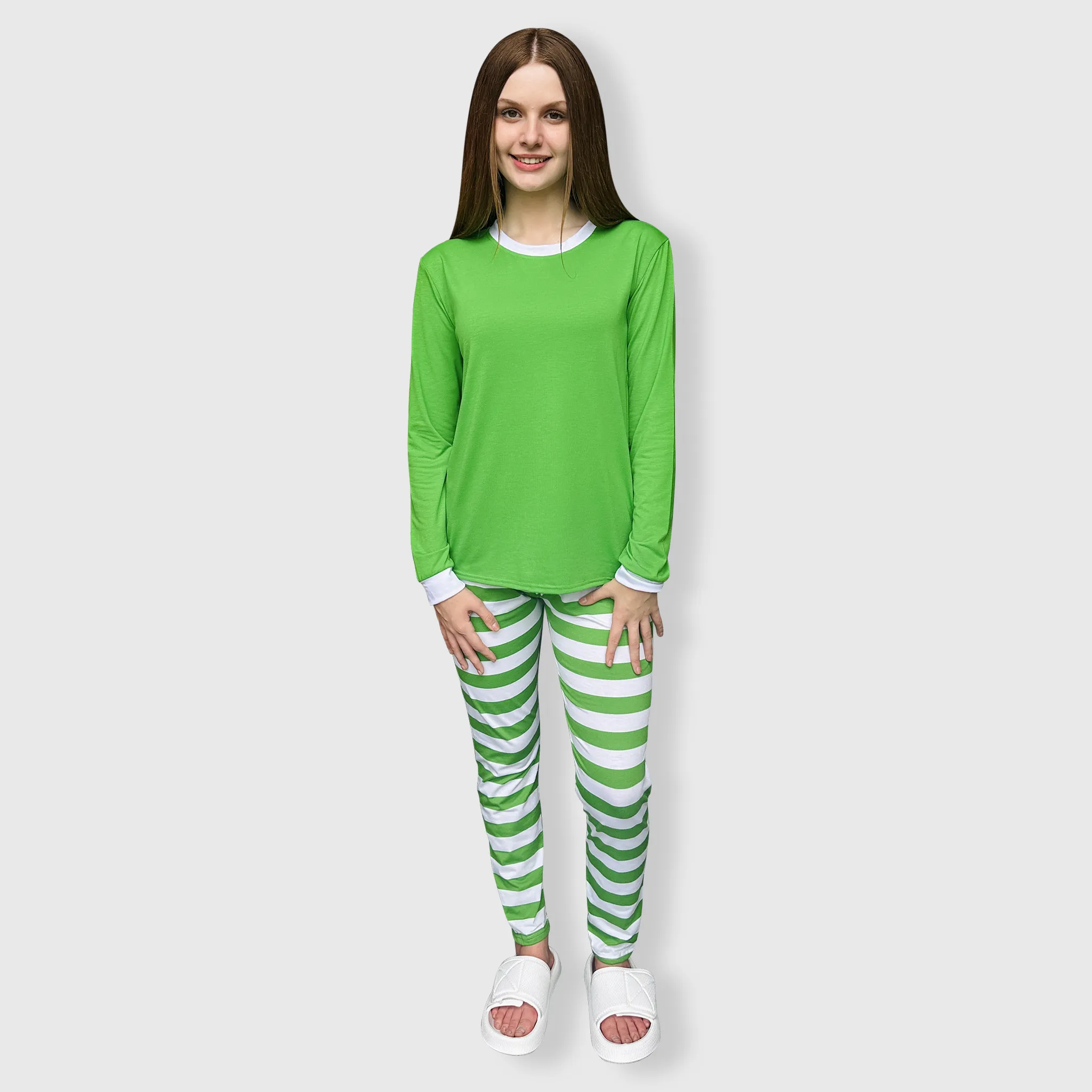 Christmas Green White Family Pajama Set (Kids & Adult)