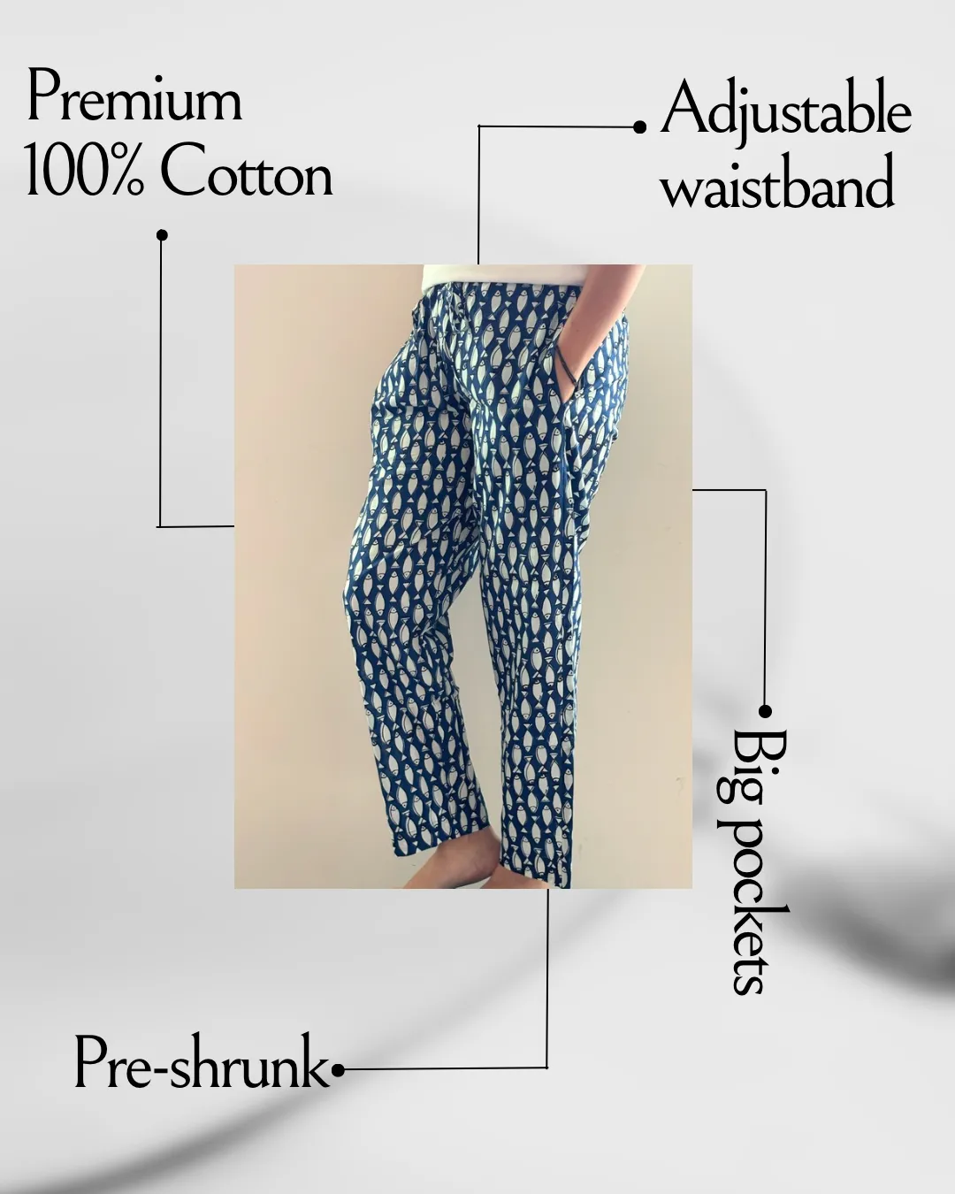 Cotton Pajama Pants Women - Midnight Swim