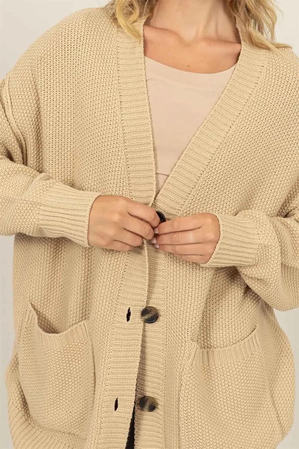 OVERSIZED BUTTON-UP POCKET CARDIGAN