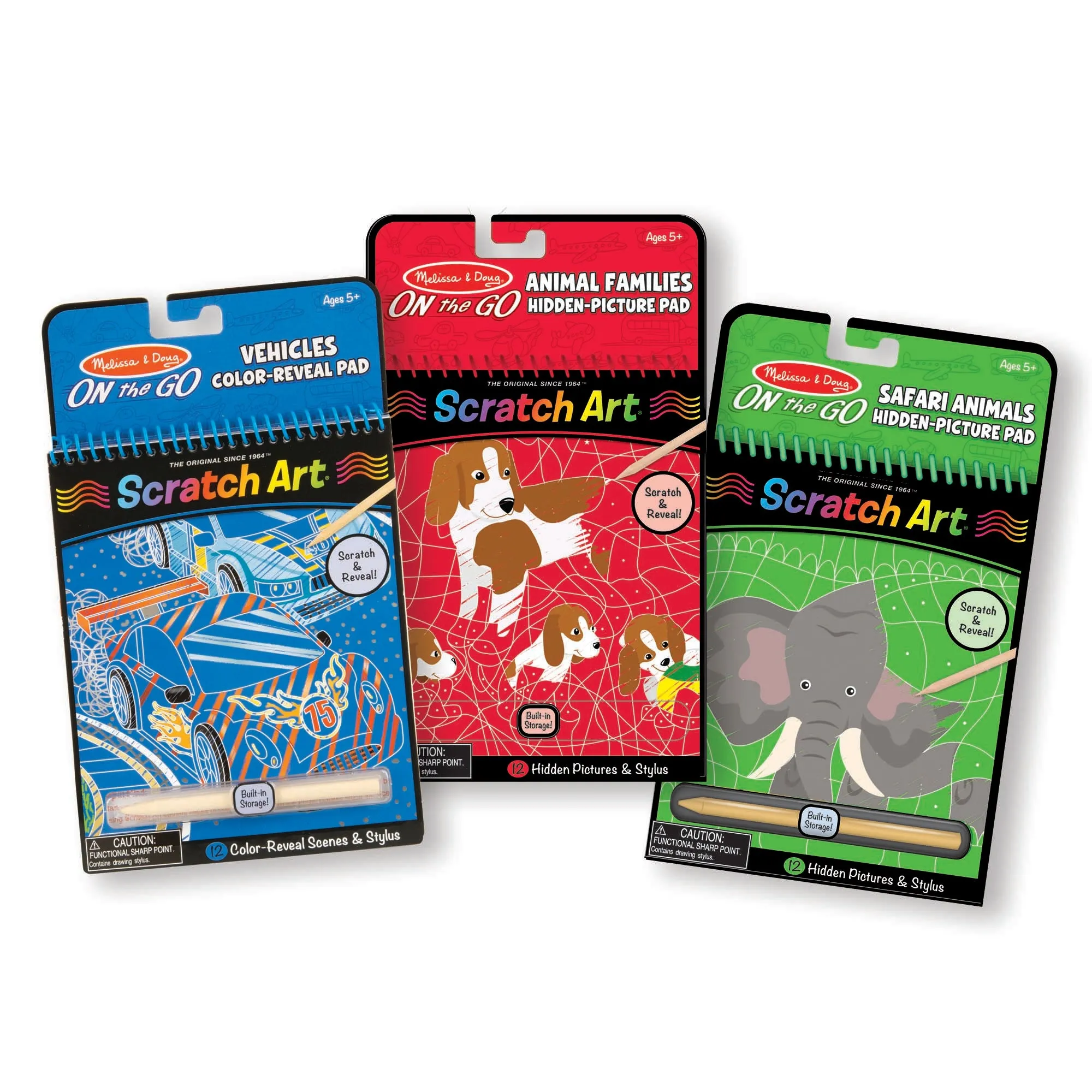 Scratch Art Pad Bundle - Vehicles Color-Reveal and Safari & Animal Hidden Pictures
